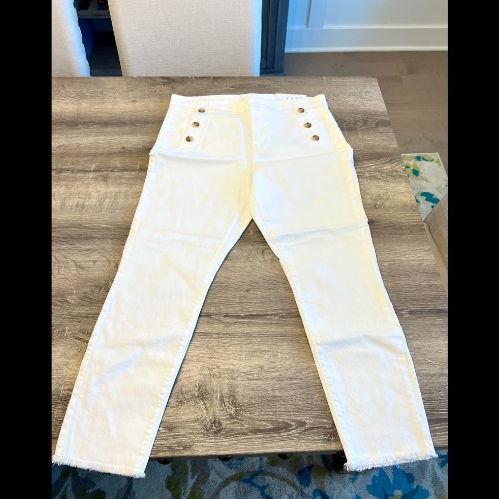 NWT Loft White High Rise Skinny w/Button Detailing Jeans